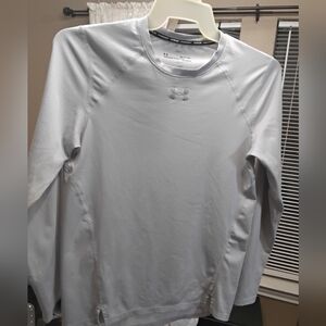 Under Armour HeatGear Long-Sleeve Fitted Training Top - Light Gray Men's Small